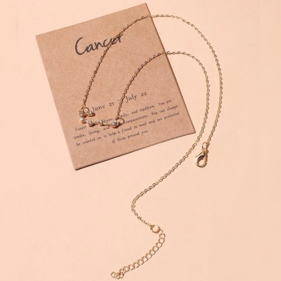 NEW Cancer Gold Necklace with Rhinestones - Picture 3 of 10